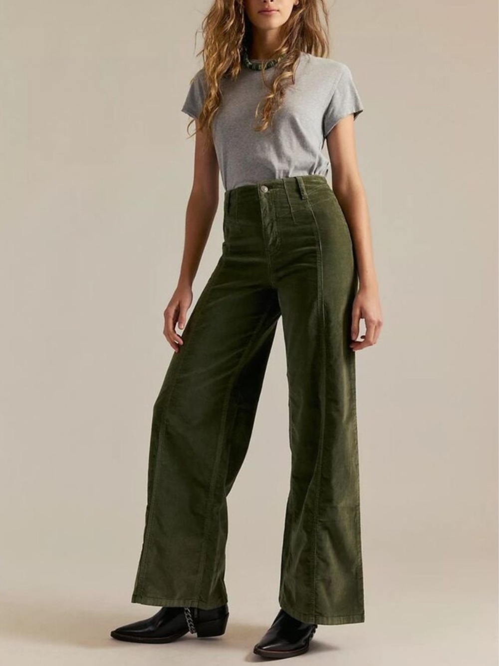 NEW Free People We The Free Libra Wide Legged Jeans In Thyme Sz 31